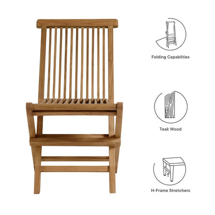 Modway EEI-6812-NAT Vienna Outdoor Patio Teak Wood Folding Dining Chairs Set of 4 Natural Modway