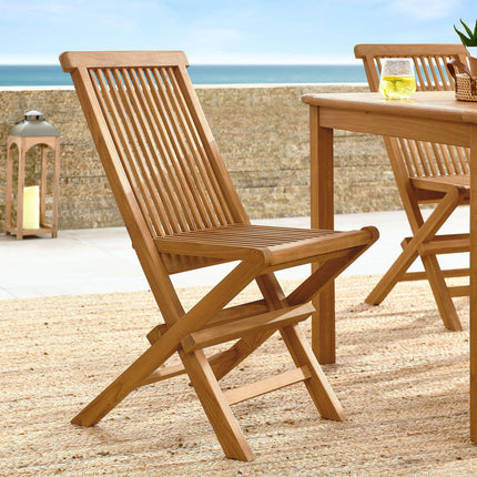 Modway EEI-6812-NAT Vienna Outdoor Patio Teak Wood Folding Dining Chairs Set of 4 Natural Modway