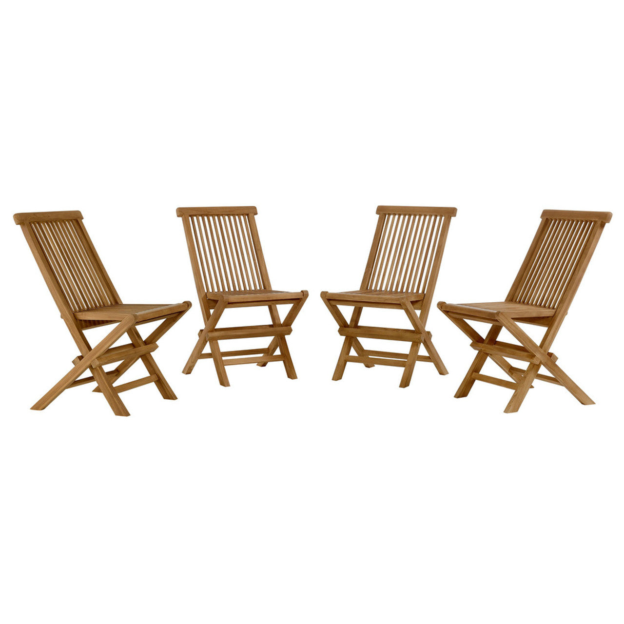 Modway EEI-6812-NAT Vienna Outdoor Patio Teak Wood Folding Dining Chairs Set of 4 Natural