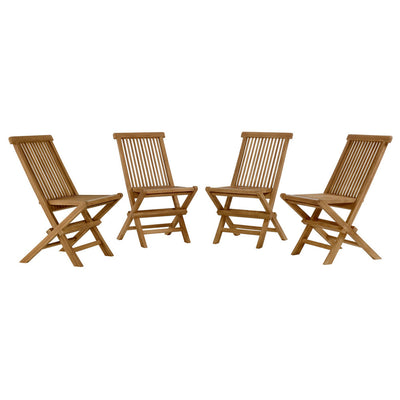 Modway EEI-6812-NAT Vienna Outdoor Patio Teak Wood Folding Dining Chairs Set of 4 Natural