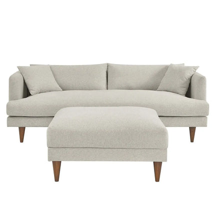 Modway EEI-6614-HEI Zoya Down Filled Overstuffed Sofa and Ottoman Set Heathered Weave Ivory Modway