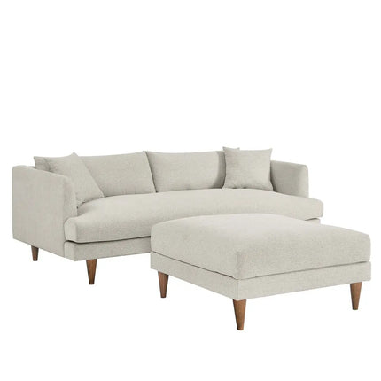 Modway EEI-6614-HEI Zoya Down Filled Overstuffed Sofa and Ottoman Set Heathered Weave Ivory Modway