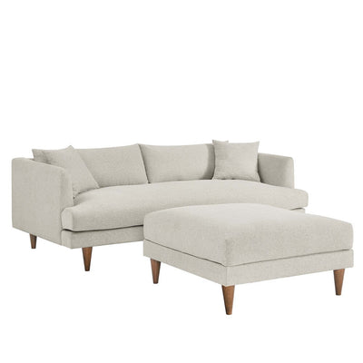 Modway EEI-6614-HEI Zoya Down Filled Overstuffed Sofa and Ottoman Set Heathered Weave Ivory