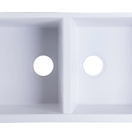 ALFI brand AB3420UM-W White 34" Undermount Double Bowl Granite Composite Kitchen Sink Alfi Brand