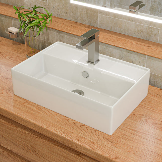 ALFI brand AB1229-BN Brushed Nickel Square Single Lever Bathroom Faucet ALFI brand