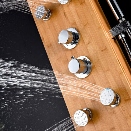 ANZZI Crane 52 in. Full Body Shower Panel with Heavy Rain Shower and Spray Wand in Natural Bamboo SP-AZ061 Anzzi