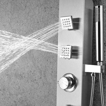 ANZZI Sans 40 in. Full Body Shower Panel with Heavy Rain Shower and Spray Wand in Brushed Steel SP-AZ077 Anzzi