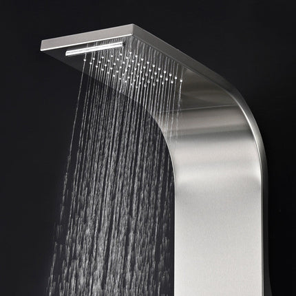 ANZZI Field 58 in. Full Body Shower Panel with Heavy Rain Shower and Spray Wand in Brushed Steel SP-AZ042 Anzzi