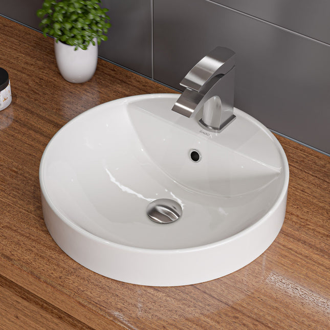 EAGO BA141 18" ROUND CERAMIC ABOVE MOUNT BATHROOM BASIN VESSEL SINK EAGO