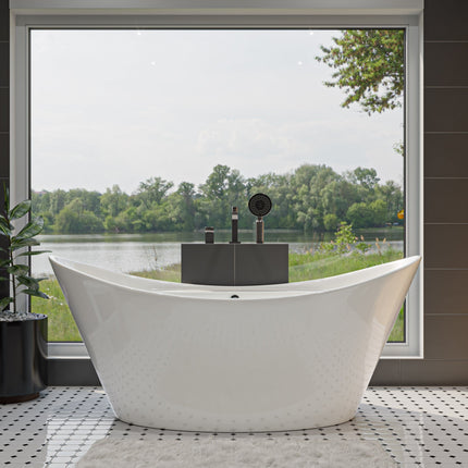 ALFI brand AB2703-BN Brushed Nickel Deck Mounted Tub Filler and Round Hand Held Shower Head Alfi Brand