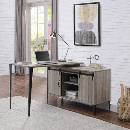 ACME OF00011 Zakwani Gray Oak Writing Desk with USB