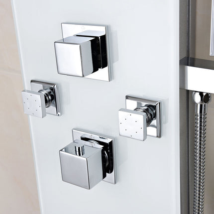 ANZZI Rhaus 60 in. 6-Jetted Full Body Shower Panel with Heavy Rain Shower and Spray Wand in White SP-AZ029 Anzzi