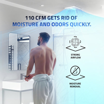Spring Series 110 CFM Ceiling Mount Bathroom Exhaust Fan with Brilliant LED Light and ENERGY STAR in Soothing White Anzzi