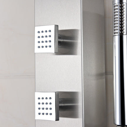 ANZZI Sans 40 in. Full Body Shower Panel with Heavy Rain Shower and Spray Wand in Brushed Steel SP-AZ077 Anzzi