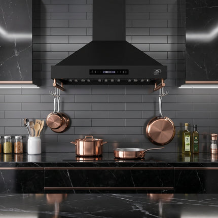 Forno Venezia 36 Inch Wall-Mounted Range Hood in Black with Touch Controls and Baffle Filters FORNO