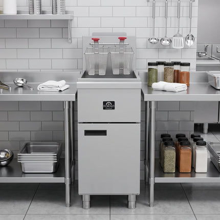 Forno Commerciale Natural Gas Deep Fryer, 4 Burners 120,000 BTU, 50 lbs Oil Capacity FORNO