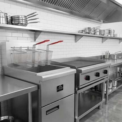 Forno Commerciale Natural Gas Deep Fryer, 4 Burners 120,000 BTU, 50 lbs Oil Capacity FORNO