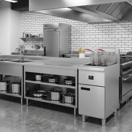 Forno Commerciale Natural Gas Deep Fryer, 4 Burners 120,000 BTU, 50 lbs Oil Capacity FORNO