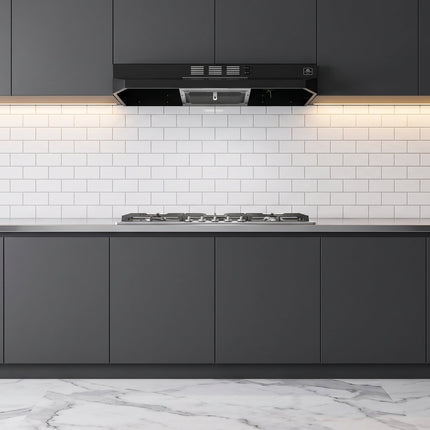 Forno Cappa 30-Inch Under Cabinet Range Hood, Black, 200 CFM, Convertible, LED Lighting FORNO