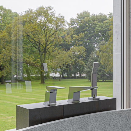 ALFI brand AB2464-BN Brushed Nickel Deck Mounted 3 Hole Tub Filler & Shower Head Alfi Brand