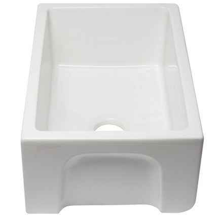 ALFI brand AB3018HS-W 30 inch White Reversible Smooth / Fluted Single Bowl Fireclay Farm Sink Alfi Brand