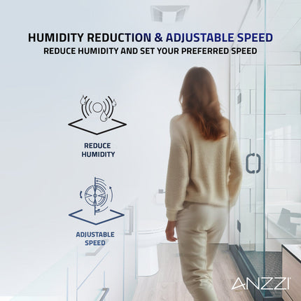 Summers Series 100 CFM Ceiling Mount Bathroom Exhaust Fan with Brilliant LED Light, Humidity Sensor Activation Anzzi