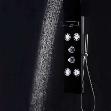 ANZZI Llano Series 56 in. Full Body Shower Panel System with Heavy Rain Shower and Spray Wand in Black SP-AZ047 Anzzi