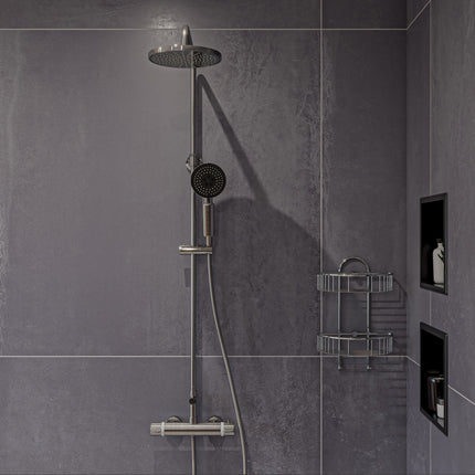 ALFI brand AB2867-BN Brushed Nickel Round Style Thermostatic Exposed Shower Set Alfi Brand