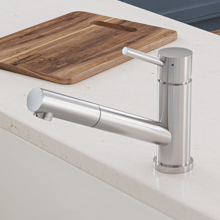 ALFI brand AB2025-BSS Solid Stainless Steel Pull Out Swivel Kitchen Faucet