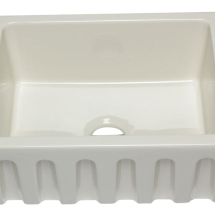 ALFI brand AB2418HS-B 24 inch Biscuit Reversible Smooth / Fluted Single Bowl Fireclay Farm Sink Alfi Brand