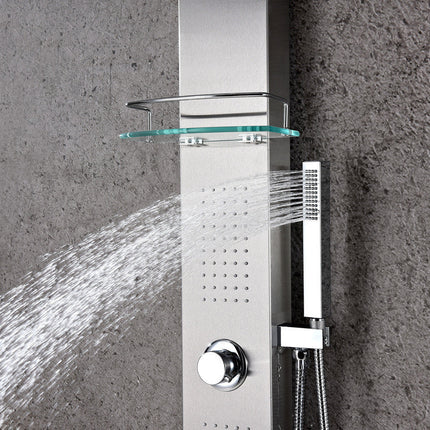 ANZZI Coastal 44 in. Full Body Shower Panel with Heavy Rain Shower and Spray Wand in Brushed Steel SP-AZ075 Anzzi