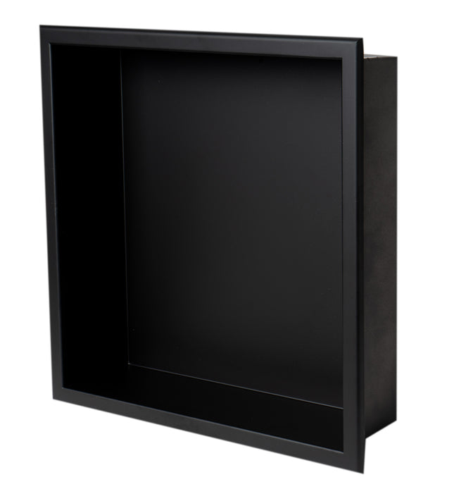 ALFI brand 16" x 16" Black Matte Stainless Steel Square Single Shelf Bath Shower Niche - ABNC1616-BLA