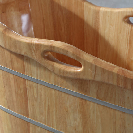 ALFI brand AB1187 57" Free Standing Rubber Wooden Soaking Bathtub with Headrest ALFI brand