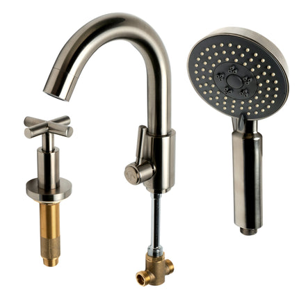 ALFI brand AB2503-BN Brushed Nickel Deck Mounted Tub Filler with Hand Held Showerhead Alfi Brand