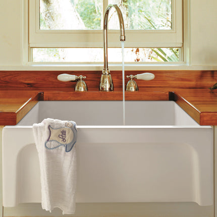 ALFI brand AB2418ARCH-W 24" White Arched Apron Thick Wall Fireclay Single Bowl Farm Sink Alfi Brand