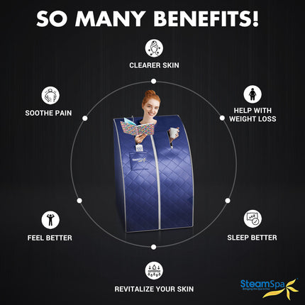 SteamSpa Portable 1-Person Infrared Home Sauna with Digital Control, Blue SteamSpa