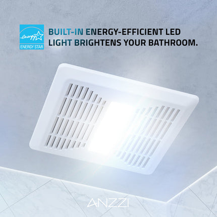 Spring Series 110 CFM Ceiling Mount Bathroom Exhaust Fan with Brilliant LED Light and ENERGY STAR in Soothing White Anzzi