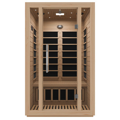 SteamSpa Maldives 2-Person Low EMF Carbon FAR Infrared Hemlock Wooden Indoor Home Sauna Room with LED Touch Control Panel SteamSpa