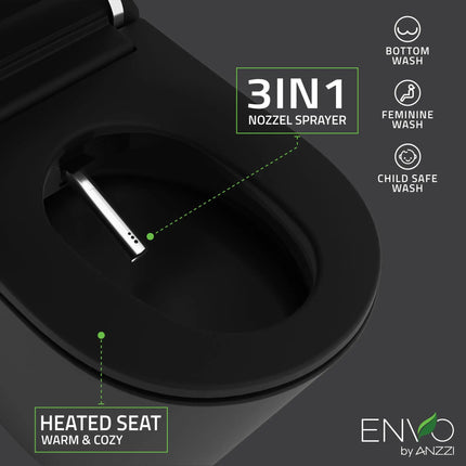 ENVO Echo Elongated 1.28 GPF Smart Bidet Toilet with Auto Open Close, Auto Flush, and Heated Seat TL-STFF950WH Anzzi