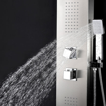 ANZZI Expanse 64 in. Full Body Shower Panel with Heavy Rain Shower and Spray Wand in Brushed Steel SP-AZ041 Anzzi