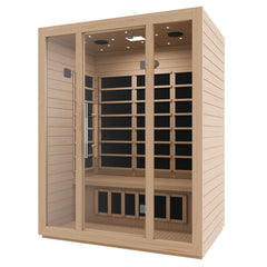 SteamSpa Maldives 3-Person Carbon FAR Infrared Hemlock Wooden Indoor Home Sauna Room with LED Touch Control Panel SteamSpa