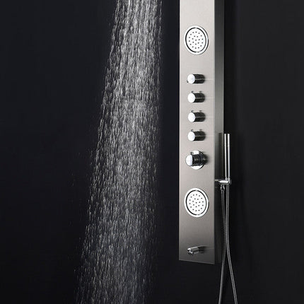 ANZZI Field 58 in. Full Body Shower Panel with Heavy Rain Shower and Spray Wand in Brushed Steel SP-AZ042 Anzzi