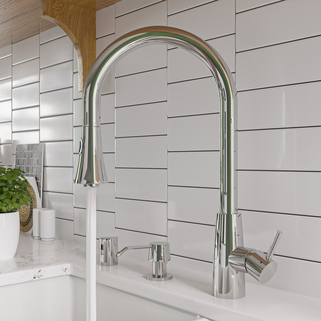 ALFI brand AB2034-PSS Solid Polished Stainless Steel Pull Down Single Hole Kitchen Faucet Alfi Brand