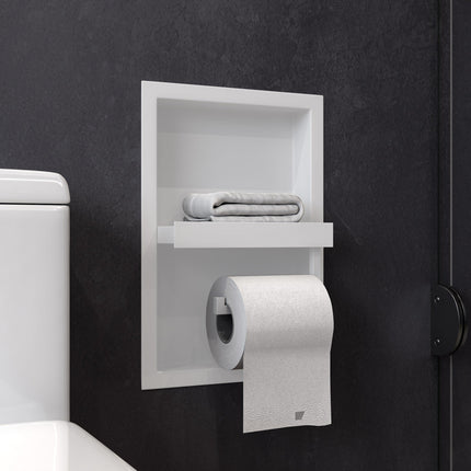 ALFI White Matte Stainless Steel Recessed Toilet Paper Holder Niche ABTPNC88-W Alfi Brand