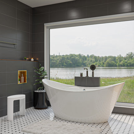 ALFI brand AB2703-BN Brushed Nickel Deck Mounted Tub Filler and Round Hand Held Shower Head Alfi Brand