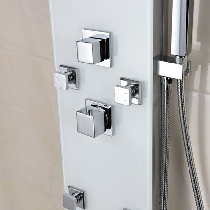 ANZZI Rhaus 60 in. 6-Jetted Full Body Shower Panel with Heavy Rain Shower and Spray Wand in White SP-AZ029 Anzzi