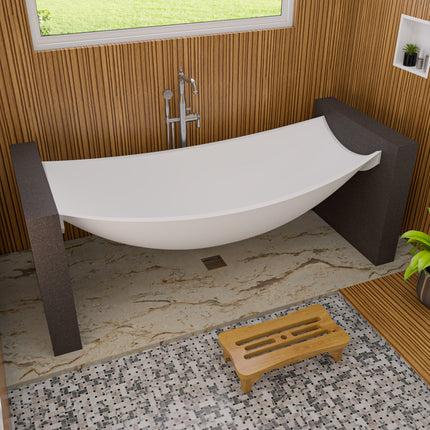 ALFI Brand HammockTub2-WM White Matte 71" Solid Surface Resin Suspended Wall Mounted Hammock Bathtub Alfi Brand