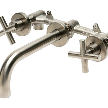 ALFI brand AB1035-BN Brushed Nickel 8" Widespread Wall-Mounted Cross Handle Faucet ALFI brand