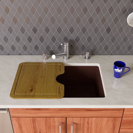 ALFI brand AB2420UM-C Chocolate 24" Undermount Single Bowl Granite Composite Kitchen Sink Alfi Brand