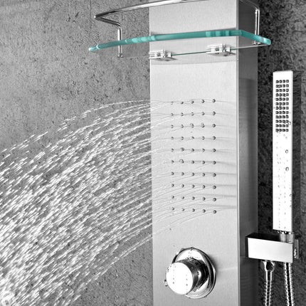 ANZZI Coastal 44 in. Full Body Shower Panel with Heavy Rain Shower and Spray Wand in Brushed Steel SP-AZ075 Anzzi